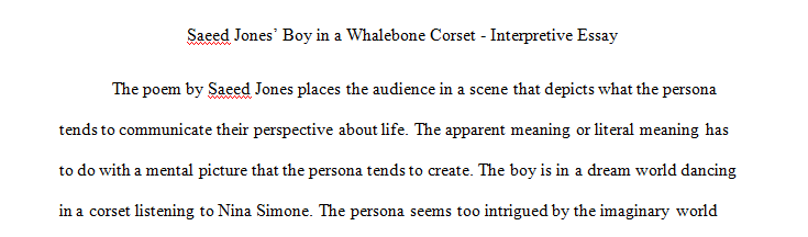 Essay about the poem Boy in a Whalebone Corset by Saeed Jones