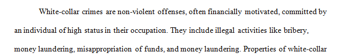 Examine three elements of white-collar crime