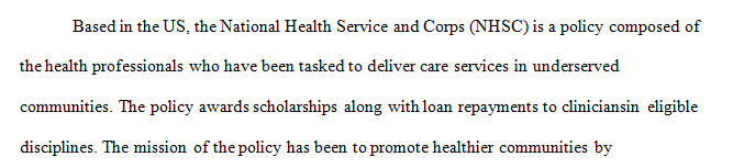 Explain the role of the National Health Service Corp (NHSC) 