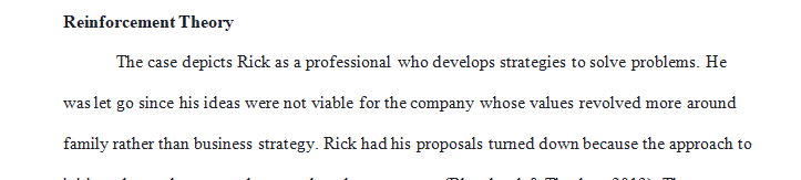 Explain why Rick was let go and how reinforcement theory applies to this situation.