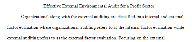 How to conduct an effective external environmental audit in the for-profit sector