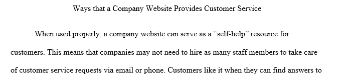 In what ways does having a company website provide customer service? 