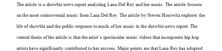 Locate a professional source on your musical artist (Lana Del Rey)