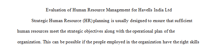 Prepare an evaluation of human resource management for Havells India Ltd.