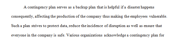 Provide an overview of the organization and indicate why contingency planning efforts are needed