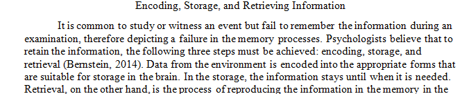 Psychologists have found that human memory involves three processes