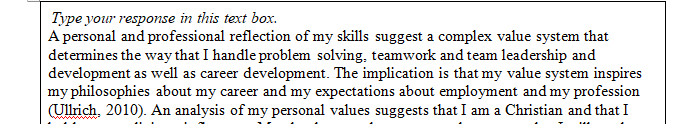 Reflect on your personal values and development.