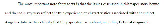 Select a famous person (by reading a biography or viewing a movie) to complete a case study and a diagnosis.