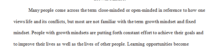 Short articles about Growth Mindset and a writing assignment targeting core academic literacy skills