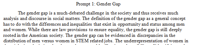 The Gender Gap is defined as 'the discrepancies in opportunities and status between men and women.'