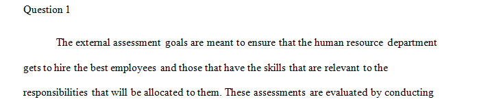 What are the organization’s external assessment goals