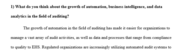 What do you think about the growth of automation business intelligence and data analytics in the field of auditing?