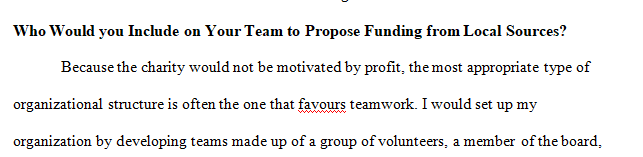 Who would you include on your team to propose funding from local sources