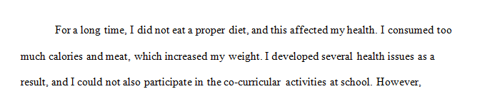 You could write about how this dietary choice helped you become thinner and healthier.