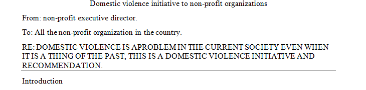 Write a 3 page ( single spaced) policy memo recommending a domestic violence initiative.