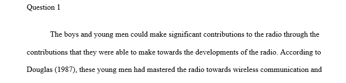 According to Douglas how did boys and young men contribute to the development of radio? How did they demonstrate their skills?