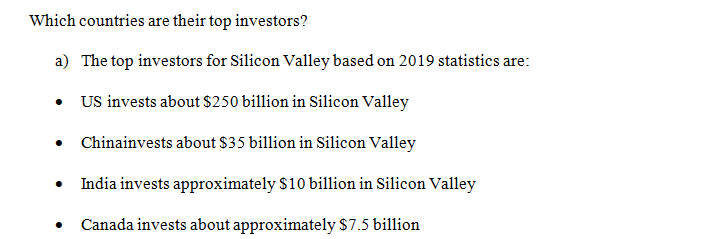 Answer the following questions about Silicon Valley as of 2019 statistics