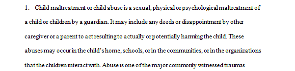 Choose a kind of childhood trauma and address