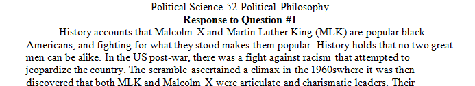 Compare and contrast the major political ideas of Martin Luther King and Malcolm X.