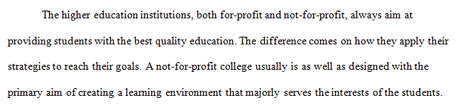 Discuss the similarities and differences in costs (expenditures) between for-profit and not-for-profit institutions.