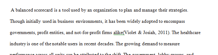 Do an Internet search on 'Healthcare Balanced Scorecard'.