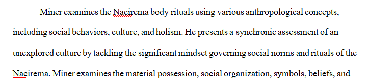 Explain how Miner structures his examination of Nacirema body rituals.