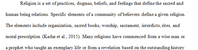 Explain what religion is and give your opinion as to whether religion is different from spirituality. 