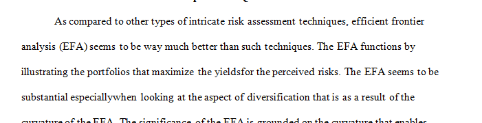 How is efficient frontier analysis (EFA) different from other types of complex risk assessment techniques