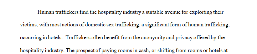 Human Trafficking on Hospitality Industry 