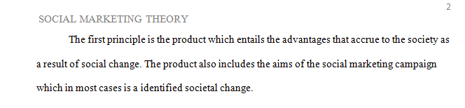 Identify and describe the four main principles of the social marketing theory.