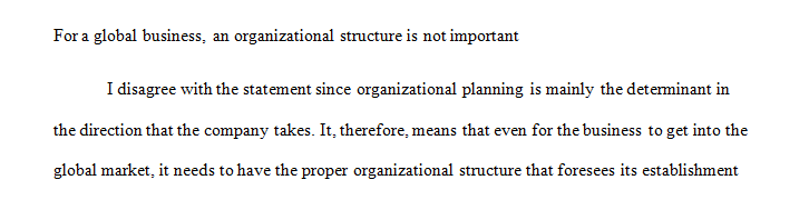 Organizational structure is important for any business including global businesses.