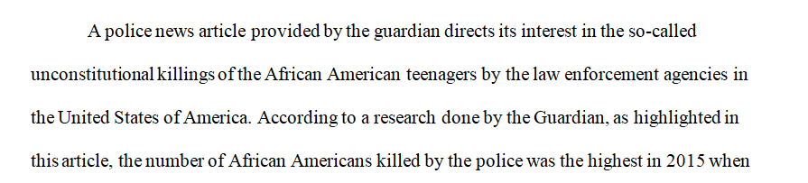 Read and write a paper of a police news article.