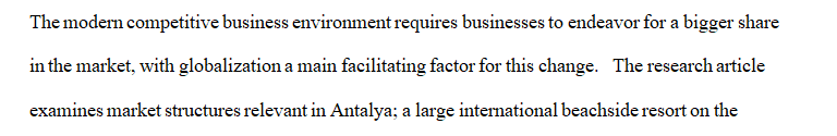 Read four (4) academically reviewed articles on Market Structure and Competition