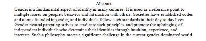 Research on the effects of raising without gender and future possible effects in terms of human behavior