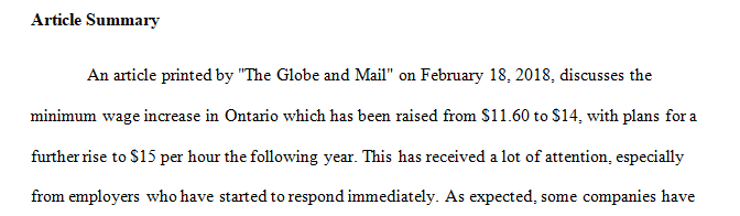 Search for a more recent article (Fall 2019 or Winter 2020- ideally as recent as possible) on the impacts of the minimum wage increase.