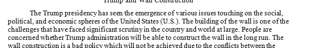 Submit a 1 or 2 page essay (double or single spaced) on the politics of building the wall to keep out so called rapists and criminals.