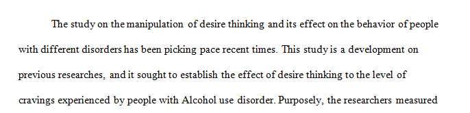 The article should describe specifically a clinical psychology experimental manipulation by the researchers.