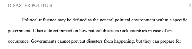 This focuses on one element of how governments approach disasters and preparations.