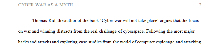 What evidence or analysis does the author use to show that a cyberwar is a myth