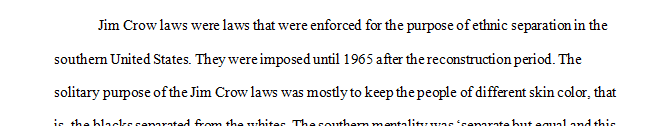 What was the purpose of the Jim Crow laws