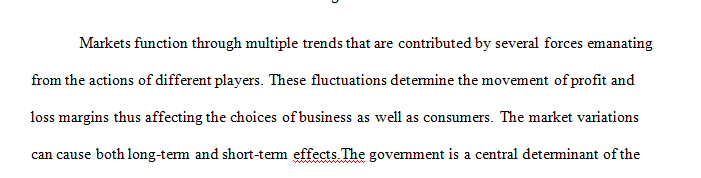 When we look at the issue of the ability of markets to function (hopefully well) what are some of the issues that factor into the fluctuation of markets