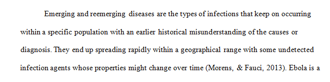 Write a report assessing the basic environmental health principles theories and issues of an emerging or reemerging disease.