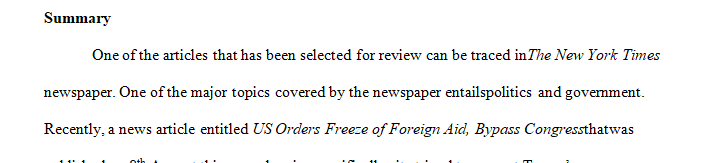 You are required to submit a brief essay which discuss current news articles that relate to public policy.