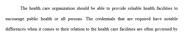 Define and discuss the differences between licensure, certification, and accreditation as they relate to health care facilities.