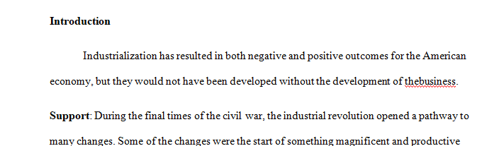 Discuss three (3) major aspects of industrialization between 1865 and 1920.