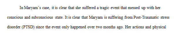 Does Maryam demonstrate diagnostic criteria for Posttraumatic Stress Disorder or Acute Stress Disorder