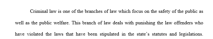 First be able to give me a brief description of what criminal law is. Then go step by step. When someone thinks that a crime