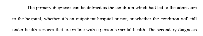 Identify a principal and secondary diagnosis for the assigned case study with rationale for each diagnosis.