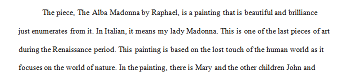 Raphael's The Alba Madonna 1510 is a later Renaissance work.