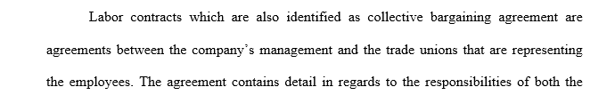 Select two labor contracts, each representing a different industry group and discuss (in your own words)